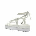 thumbnail image 2 of Schutz Siena Sport White Faux Leather Vinyl Strap Ankle Lace Up Low Heel Sandals (WHITE, 8.5), 2 of 4