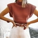 thumbnail image 3 of Suéter de cuello alto sin mangas de color sólido para mujer, moda informal, con hombreras, otoño e invierno, 3 of 6