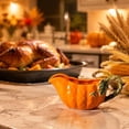 thumbnail image 7 of Thanksgiving Pumpkin Shaped Ceramic Tableware Set, 3D Embossed Gravy Pitcher, Glossy Fall Harvest Western Dinnerware for Household Dining Table Decor, 7 of 7