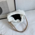 thumbnail image 2 of Bolsa de mano de felpa con doble correa para mujer, de gran capacidad de tela cálida (blanco) Ehuebsd Para Estrenar, 2 of 9