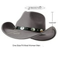thumbnail image 2 of LZLER Western Cowboy Hat for Men Women Felt Wide Brim Cowgirl Hat with Strap, 2 of 4