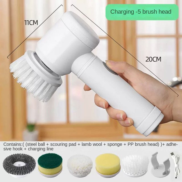 5-piece Set Of Electric Rotary Scrubber, Portable Cordless Electric Cleaning Brush, Suitable For Kitchen And Sink-HAPDEN