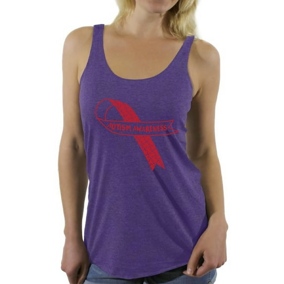 Awkward Styles Autism Awareness Red Ribbon Support Unique Graphic Racerback Tank Tops