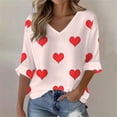 thumbnail image 2 of Outfmvch Valentine's Day Shirts Vintage Blouse Women Blouse Women Top Valentines Day Top Valentines Shirts for Women 3/4 Sleeve Fall Blouses for Women 2025 Light Pink 1 2xl, 2 of 5