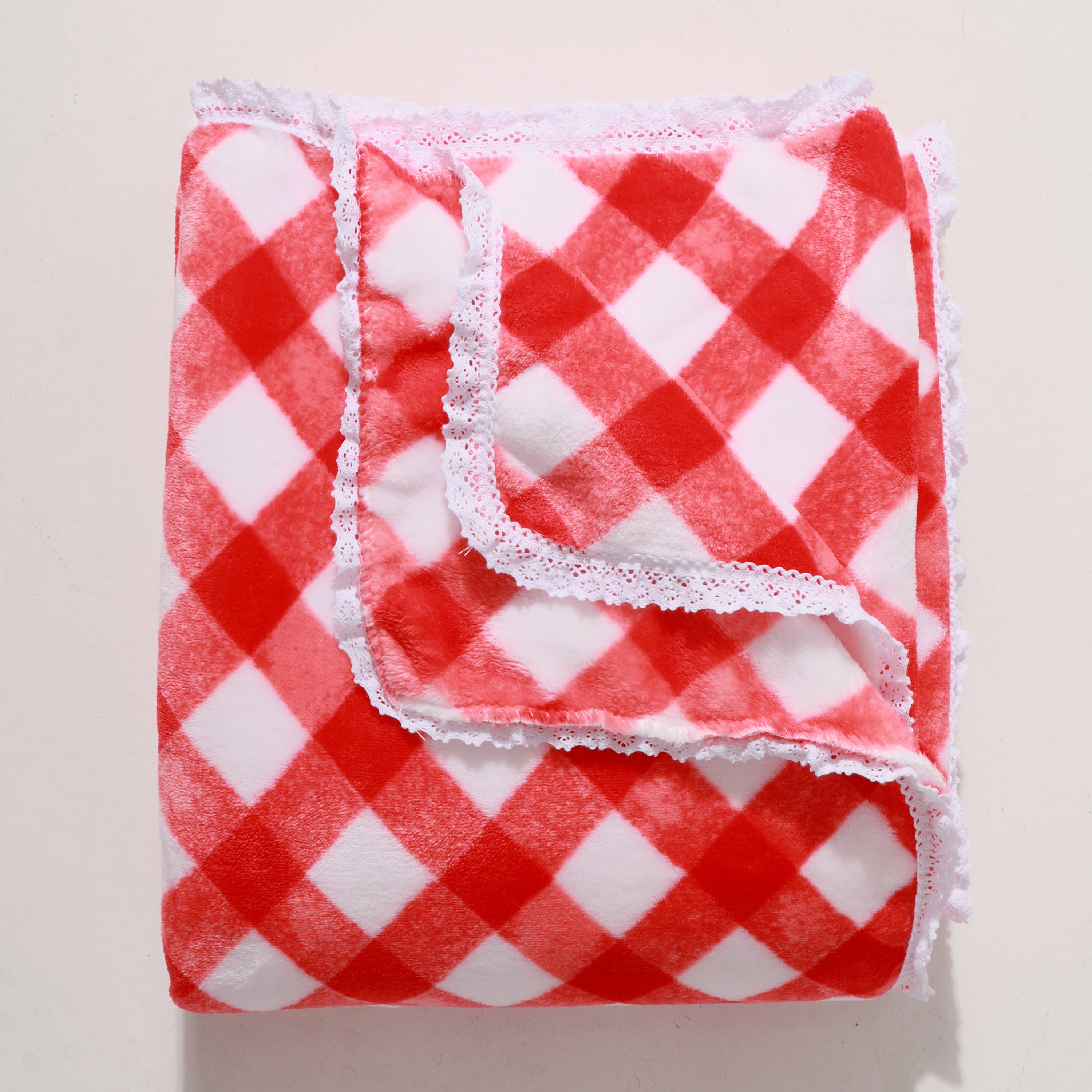 The Pioneer Woman Charming Check Plush Throw, 50" x 72", Red