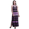 thumbnail image 1 of Bimba Tie-Dye Ladies Crew Neck Waist String Print Maxi Dress with Side Slits Summer Wear-Medium, 1 of 6