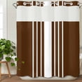 thumbnail image 3 of Brown White Stripe No Hook Shower Curtain Waterproof, Bathroom Curtains with Snap in Liners and See Through Top Window, Modern Rustic Vertical Striped Hotel Style Bathtub Curtains Shower 72"Wx78"L, 3 of 8