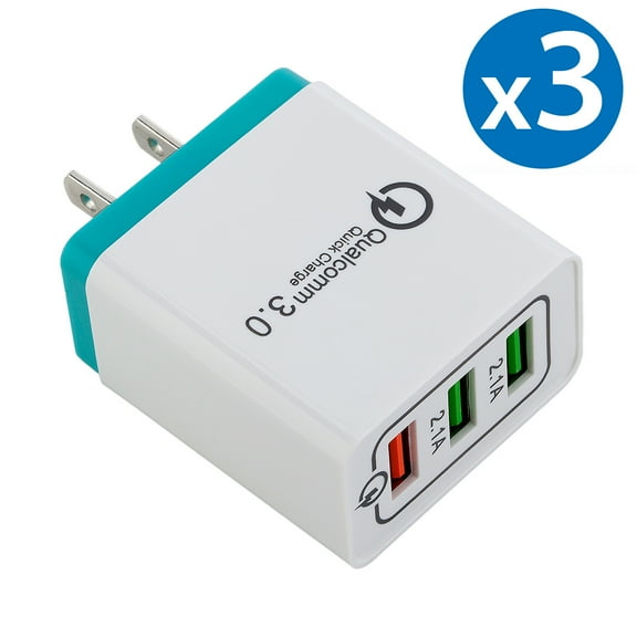 3-Port Quick Charge USB Wall Charger, FREEDOMTECH QC 3.0 USB Wall Charger Fast Qualcomm for iPhone X 8 Plus Samsung Galaxy Note 8, S8, S8 Plus, S7 S6 Edge , Note 5/4/3, LG G5, G6 V20 Nexus 6, HTC 10
