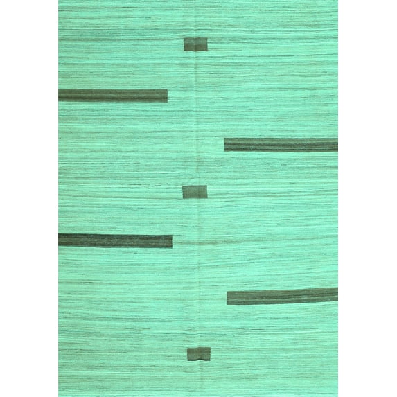 Ahgly Company Machine Washable Indoor Rectangle Abstract Turquoise Blue Contemporary Area Rugs, 5' x 7'