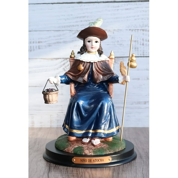 Roman Catholic Santo Nino De Holy Infant of Atocha Seated On Throne Statue Decor