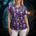 thumbnail image 6 of Kakishop Womens Halloween Shirt Fall Doodles Crew Neck Shirt Funny Family Party Celebration Short Sleeve Halloween T Shirt Women Graphic Tops (Purple,3XL), 6 of 8