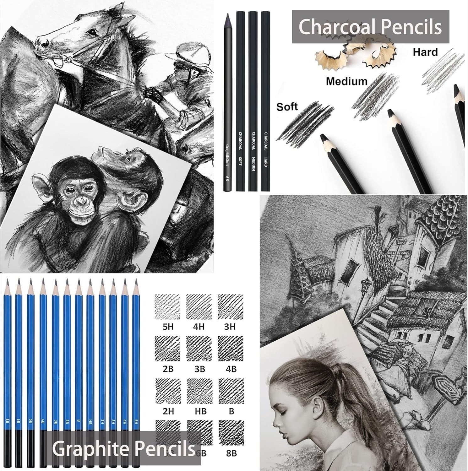 76 Drawing Sketching Kit Set - Pro Art Supplies with Sketchbook & Watercolor Paper - Include Tutorial,Pastel,Watercolor,Sketch,Colored,Metallic,Charcoal Pencils - for Artists Beginners Adults