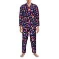 thumbnail image 3 of Yiaed Skull rainbow star mushroom Print Men’s Pajamas Set - Long Sleeve Button Down Sleep Shirt and Pajama Bottoms Sleepwear Set Mens Pjs Sets Men's Pajama Bottoms-X-Large, 3 of 7