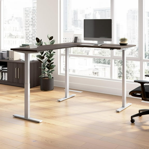 Move 60 Series 60W L Shaped Standing Desk in Storm Gray - Engineered Wood