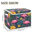 thumbnail image 5 of Yayeee Collapsible Cube Storage Bin with Lid Fabric Closet Decorative Basket with Handles, Yellow Floral Flamingo, 5 of 7