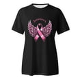 thumbnail image 4 of Cancer Shirts for Women Pink Ribbon Print Short Sleeve Tees Summer Casual Fight Cancer Crew Neck Tops, 4 of 4