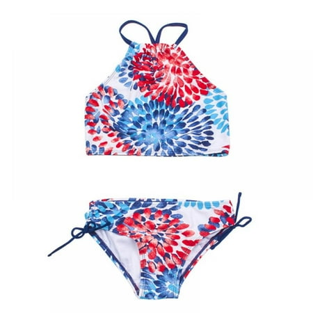 

GYRATEDREAM 3-14T Girls Bikini Swimsuit Beach Sport Halter Tankini 2-Piece Beachwear Swimwear Teen Girls Bathing Suit