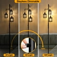 thumbnail image 4 of Dimmable Floor Lamp, Industrial Standing Floor lamp for Living Room, Tall Farmhouse Rustic lamp with 3 LED Bulbs, Tree Floor Lamp for Bedrooms, Living Room, Home Office, Metal, Black, 68", 4 of 12