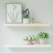 Wood Floating Shelves for Wall- Carbonization Process, Natural Wood Floating Shelves Set of 2- Wide Wooden Wall Shelves