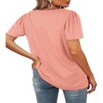 thumbnail image 4 of Womens Summer Casual Tops  Solid Color/Striped Print Short Sleeve Square Neck Simple Loose T-shirt, 4 of 5