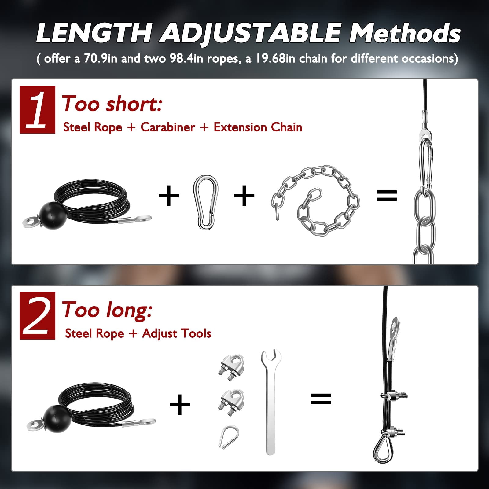 Pulley System for Home Gym, Cable Machine Attachment for Lat Pulldown, Back, Triceps and Biceps Workout, Fitness Equipment