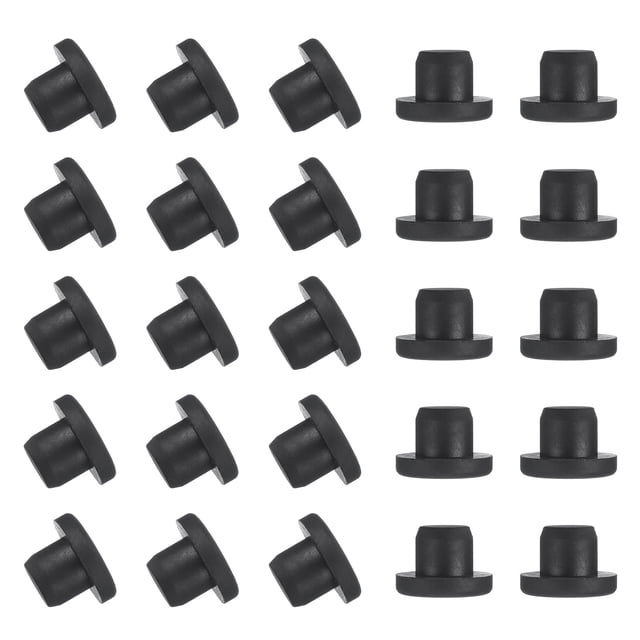 Uxcell 25 Pcs Tapón de Silicona en Forma de T, Diámetro 12 mm/0.47 Pulgadas, Tapón de Silicona Impermeable Reutilizable, Tapón Sólido de Sellado para Agujeros Redondos en Equipos de Tuberías, Negro
