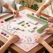 American Mahjong Mat with Rules, 31 Square Non-Slip Rubber Table Cover, Silent Noise-Reducing Gaming Mat for Mahjong, Card Games, Dominoes, Easy Storage Roll-Up Design