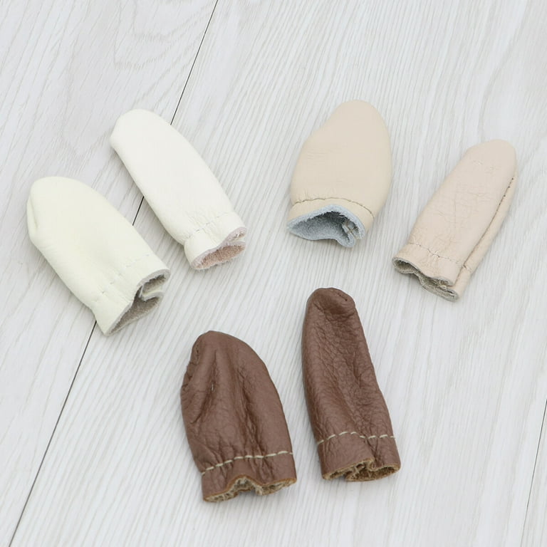 2 Pairs Leather Finger Protector Needle Felting Knitting Finger Thimble  Guards Tools for Hand Craft Sewing Needlework Handmaking(Random Color)