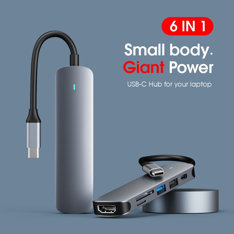 DOONJIEY  6 In 1 USB Hub Type C to USB3.0 SD TF Docking Station PD Switcher USB C Splitter Hub