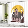 thumbnail image 4 of Ambesonne Haunted Mansion Shower Curtain, House with Ghosts, 69"Wx84"L, Warm Taupe and Pale Orange, 4 of 4