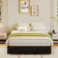 thumbnail image 2 of Full Size Cloud Bed Frame，Corduroy Low Bed Frame Without Headboard, Thick Fabric Upholstered Platform Bed, Solid Wood Legs, No Box Spring Needed, Never Squeak, Easy Assembly, Black, 2 of 8