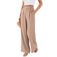 thumbnail image 5 of YIFUNIN Women's High Waisted Wide Leg Pants, Loose Straight Leg Flowy Trousers for Office Commute, Versatile Professional Casual Wear,Beige L, 5 of 6