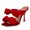 Red, variant on Women Sexy Two Bows Open Toe Mules Stiletto High Heel Slip On Party Evening Prom Dress Slides Shoes Size 8 Red