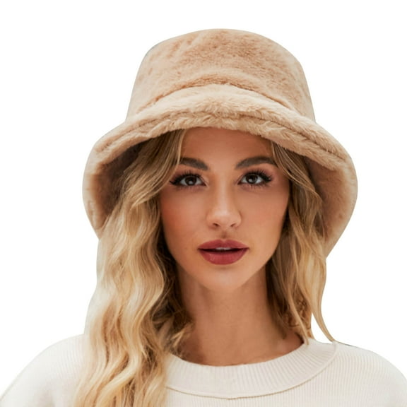 rinsvye Solid Color Fisherman Hat For Women Autumn And Winter Faux Plush Warm Hats Winter Casual Hat Bucket Hat Skater Cloth Hat Black Leopard Print Bucket Hat Bucket Hat Teenager Bucket Hat Children