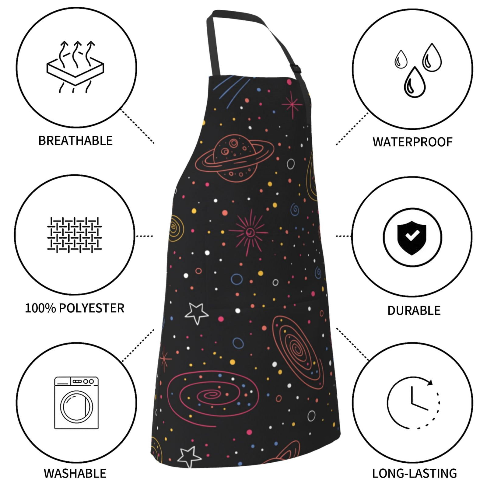 XMXT 1 Pcs Waterproof Kitchen Cooking Apron, Cute Cosmic Hand