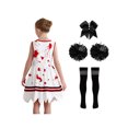 thumbnail image 2 of Oyolan Girls Zombie Cheer Leader Fancy Dress 4 Piece Set Sleeveless Bloody Dress Pompoms White Black 160cm, 2 of 5