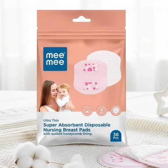 Mee Mee Ultra Thin Honeycomb Nursing Breast Pads 36pcs, Disposable Nursing Breast Pads, Super Absorbent Maternity Pads, Leak Proof Coverage