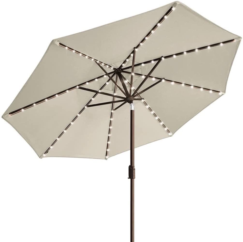 EliteShade Sunbrella Solar Umbrellas 9ft Market Umbrella with 80 LED