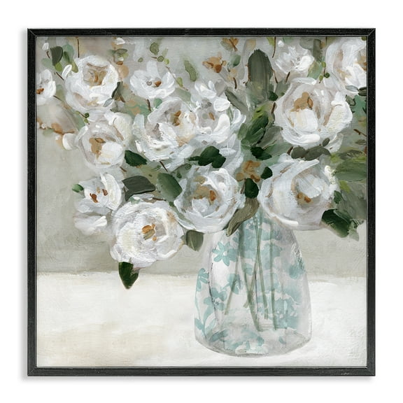 Stupell Industries Lovely Rose Still Life Plants & Flowers Painting Black Framed Art Print Wall Art, 12 x 12