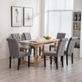 thumbnail image 4 of Homy Grigio Gray Fabric Mid Century Modern Upholstered Dining Chairs with Tufted Back and Black Solid Wood Legs sets of 6, 4 of 5