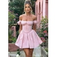 thumbnail image 2 of Biekopu Women Short Sleeve Mini Dress Casual Solid Color Backless Corset Party A-Line Dress for Beach Cocktail Summer Streetwear, 2 of 8