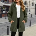 thumbnail image 2 of idosla Womens Fleece Zip Up Jacket with Pockets Oversized Long Sherpa Hoodie Fuzzy Jackets Warm Teddy Coat (Army Green, M), 2 of 8