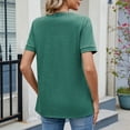 thumbnail image 4 of TKLPEHG Womens Short Sleeve Shirts Keyhole Neck Tunic Tops Casual Loose Solid Color Graphic Tee Summer Comfy Fashion Blouses (Green,S), 4 of 8