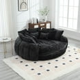 thumbnail image 4 of LUCKHAO 81.1" W Oversized Round Chaise Lounge Chair, Upholstered Chenille Barrel Chair with 14 Pillows, Comfy Cloud Loveseat Recliner for Reading, Living Room, or Bedroom (Light Grey), 4 of 6
