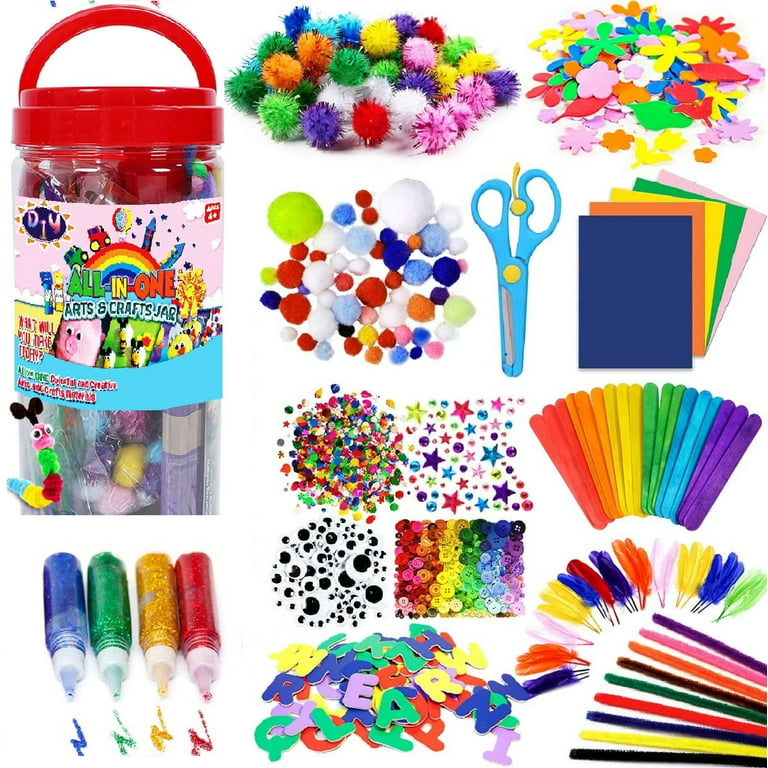Kraftic Arts & Crafts Supplies Center for Kids Craft Supplies Kit Complete  with 20 Filled Drawers of Craft Materials for Toddlers