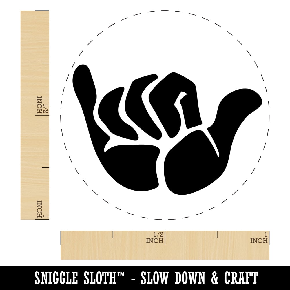 Shaka Hang Loose Surfer Sign Self-Inking Rubber Stamp Ink Stamper - Pink Ink - Medium 1 Inch