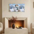 thumbnail image 4 of Coastal Snowman Canvas Wall Art, Winter Straw Hat Blue Scarf Anchor Rustic Christmas Wooden‑Stretched Canvas Print Artwork, Home Wall Decor for Living Room Bedroom Office 40"Lx20"W, 4 of 9