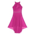 thumbnail image 3 of iiniim Women's Lyrical Dance Dress Halter Sleeveless Mesh Tulle High Low Skirt Leotard Modern Contemporary Dancewear Hot Pink M, 3 of 7