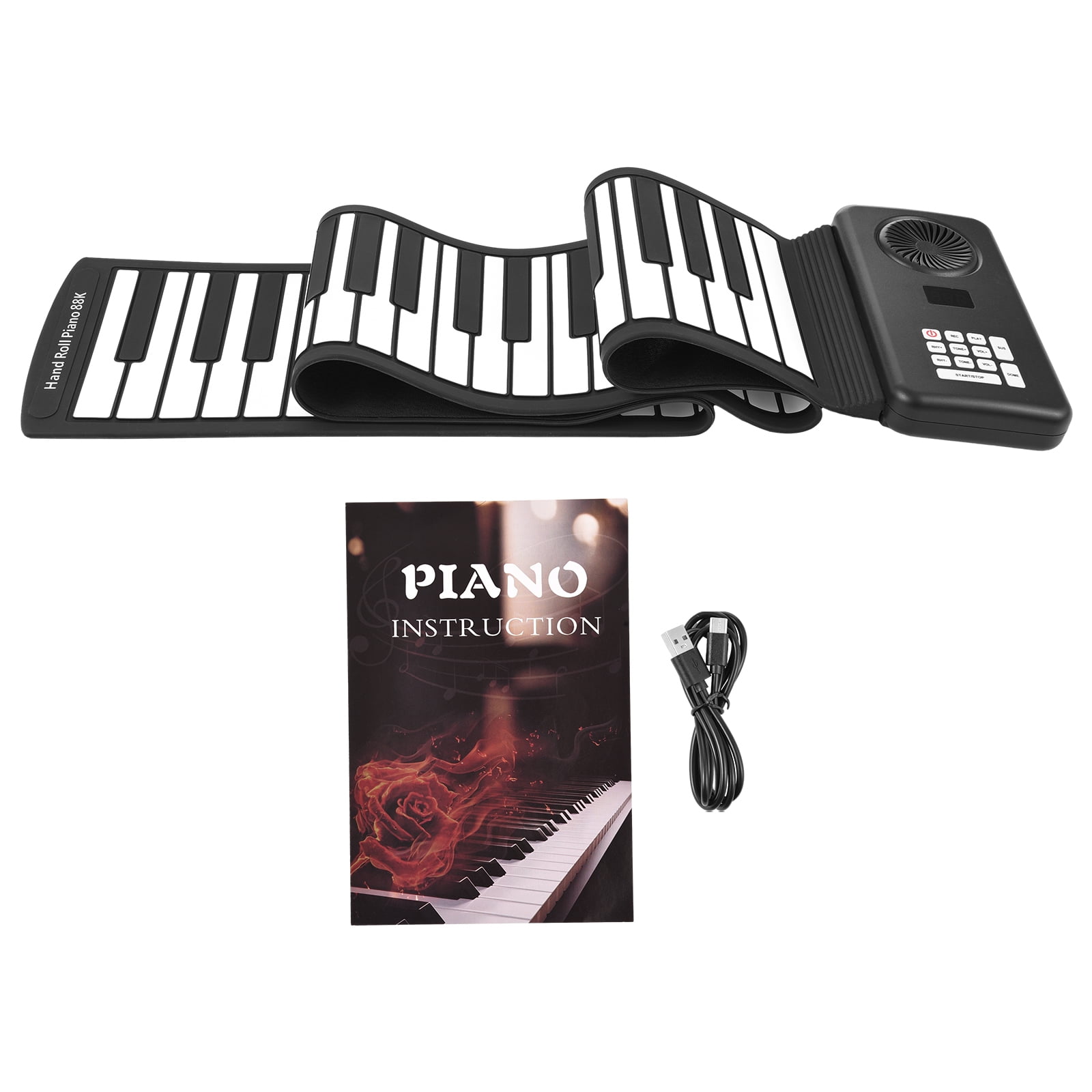 88 Key Portable Piano Handroll Electronic Piano Environmental Silicone Foldable Piano Home Practice Professional Electronic Piano Without Speaker for Travel Beginners