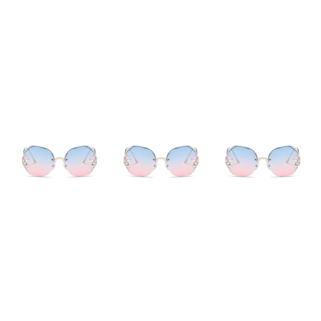 Gafas de sol sin marco Minnieouse vintage lujo mujer incrustaciones diamantes imitación UV400